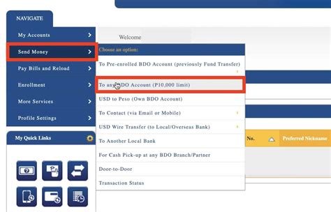 how to transfer money to bdo account